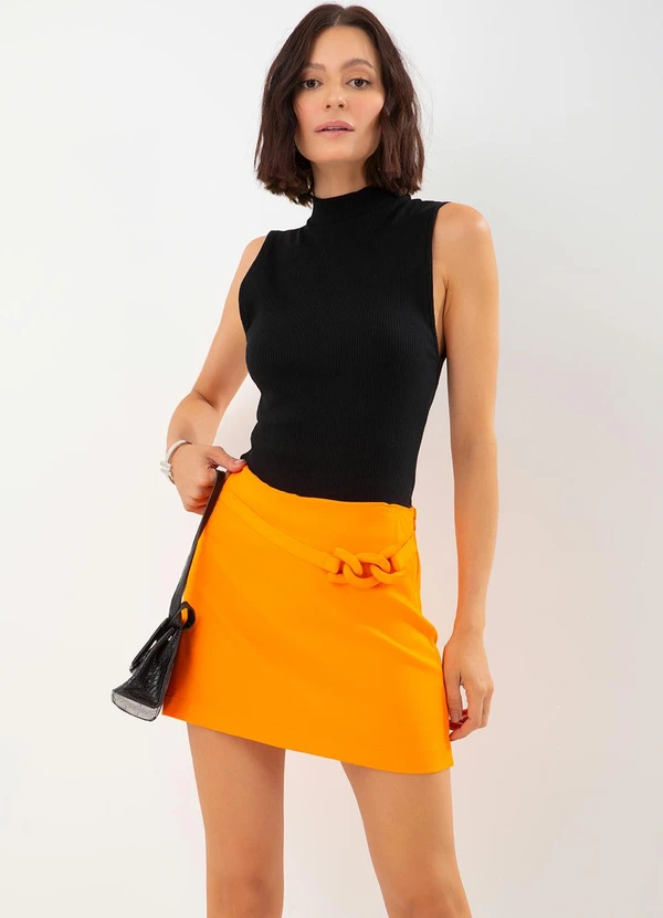 Colcci - Saia com Detalhe de Cinto Laranja 6