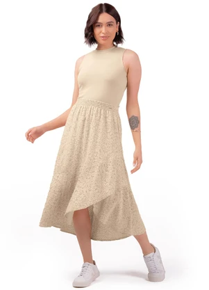 Marialícia - Saia Feminino Adulto Bege - MARIALÍCIA