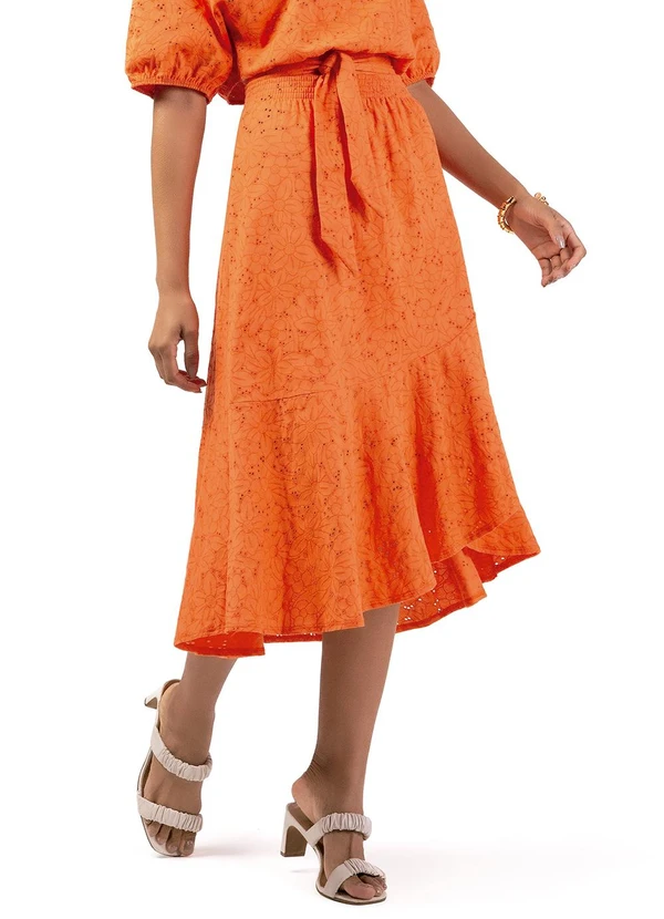 Marialícia - Saia Feminino Adulto Laranja