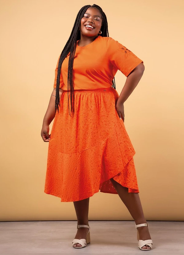 Marialícia - Saia Feminino Adulto Laranja 3