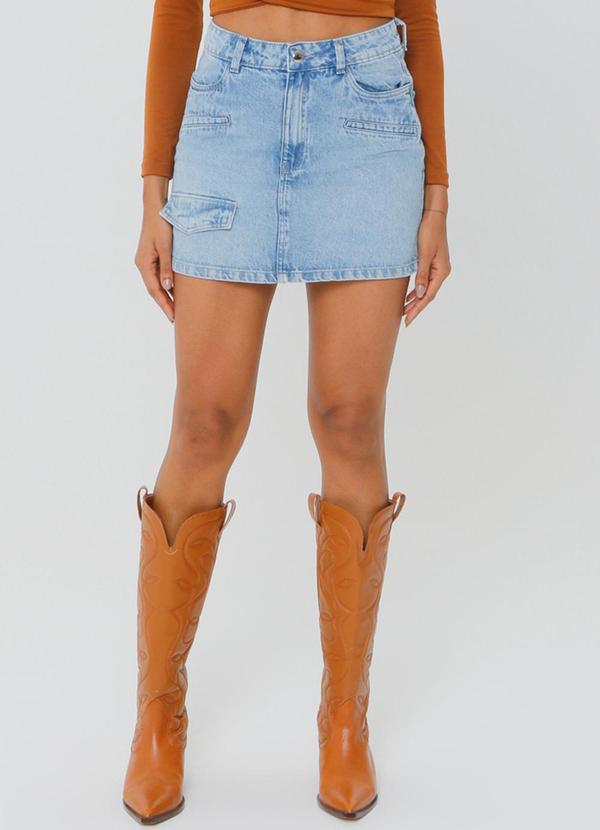 Gatabakana - Saia Jeans Fashion Azul
