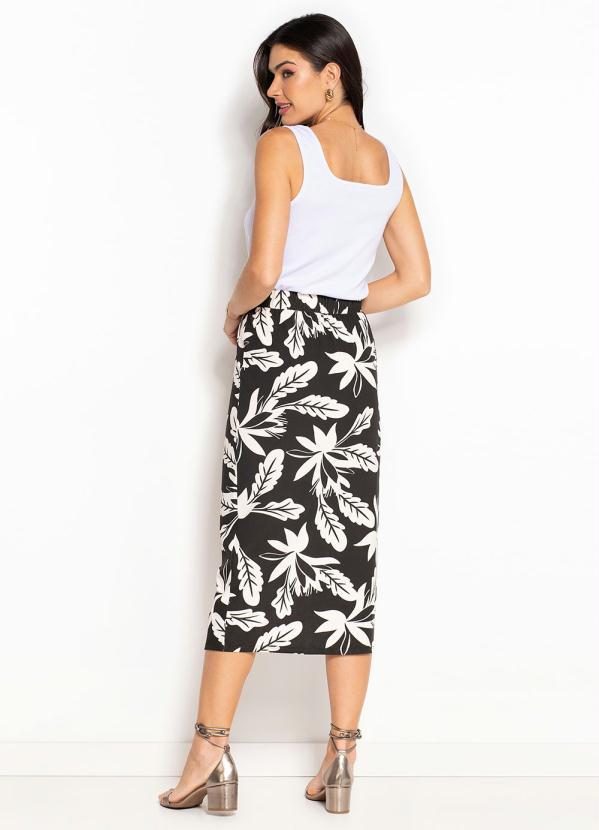 Outlet - Saia Lápis Longuete Floral Dark 5