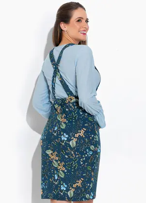 Rosalie - Salopete Floral MarinhoCom Fenda - ROSALIE
