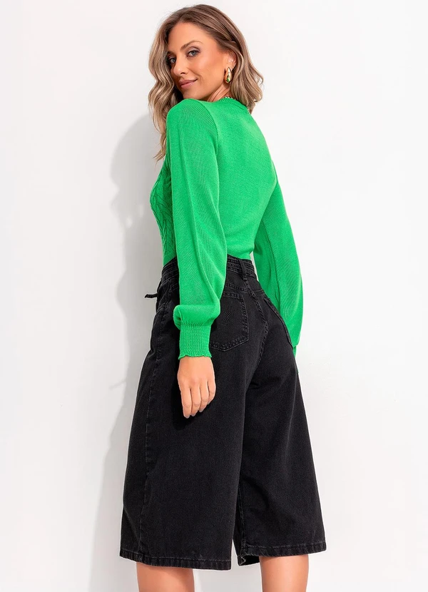 Quintess - Jorts Jeans Preto Estonado com Bolsos 3