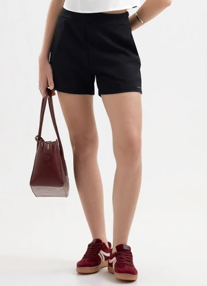 Cativa - Short em Alfaiataria com Elastano Preto - CATIVA