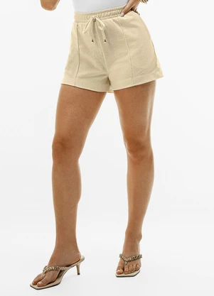 Cativa - Short em Moletom Colmeia Bege - CATIVA
