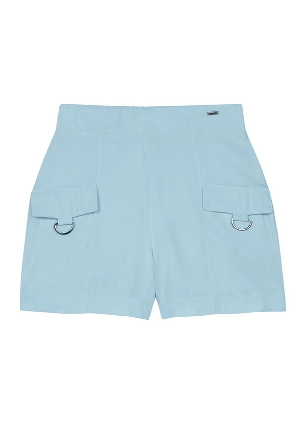 Marialícia - Short Feminino Bolsos com Fivela Azul 4