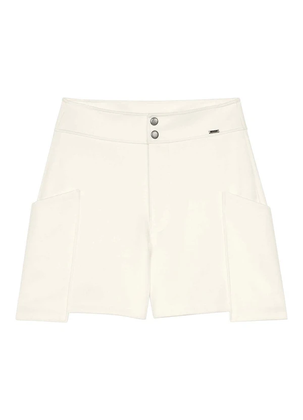 Marialícia - Short Feminino Bolsos Utilitários Bege