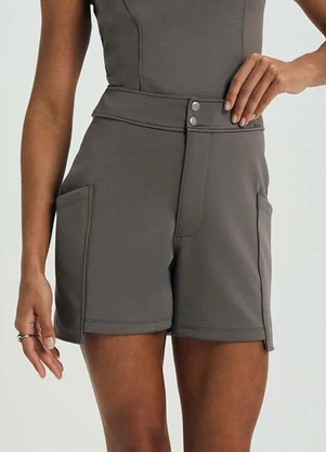 Marialícia - Short Feminino Bolsos Utilitários Cinza - MARIALÍCIA