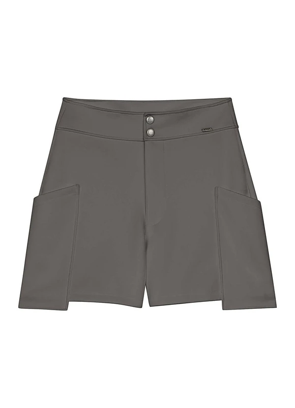 Marialícia - Short Feminino Bolsos Utilitários Cinza 3