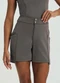Marialícia - Short Feminino Bolsos Utilitários Bege - variação: Cinza