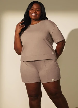 Marialícia - Short Feminino Comfy Texturizado Marrom - MARIALÍCIA