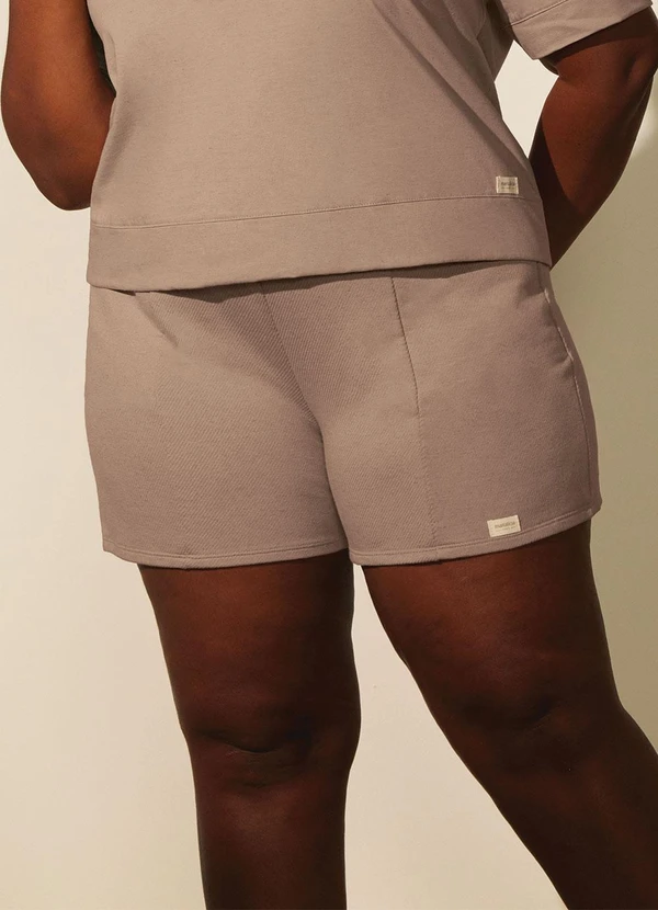 Marialícia - Short Feminino Comfy Texturizado Marrom 1