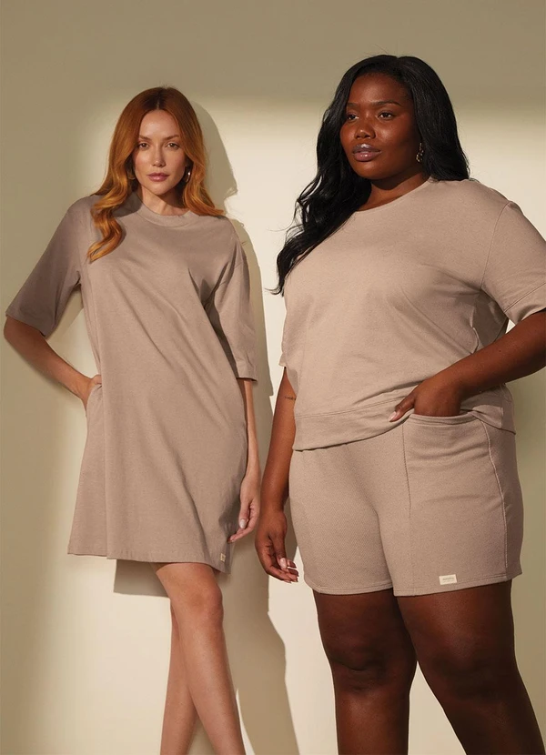 Marialícia - Short Feminino Comfy Texturizado Marrom 3