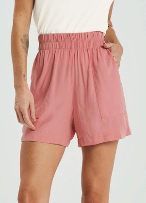 Marialícia - Short Feminino Tecido Viscose com Bolsos Rosa - MARIALÍCIA