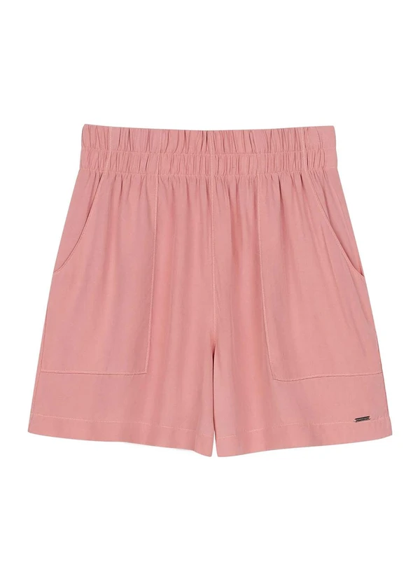 Marialícia - Short Feminino Tecido Viscose com Bolsos Rosa 3