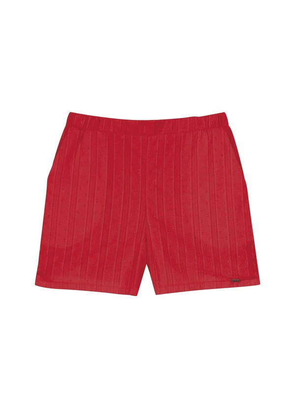 Marialícia - Short Feminino Texturizado com Forro Vermelho 3