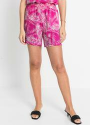 Short Folhagem Rosa em Linho