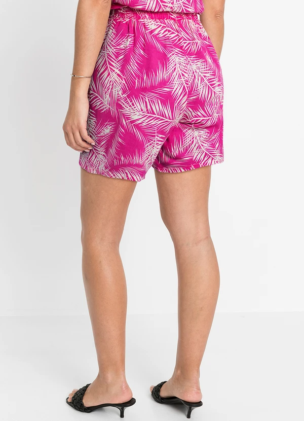 bonprix - Short Folhagem Rosa em Linho 2