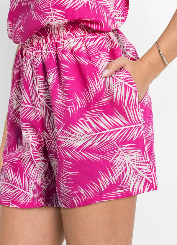 bonprix - Short Folhagem Rosa em Linho 4