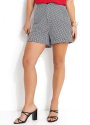 Short Pied de Poule em Malha Piquet