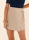 Marialícia - Short Saia Feminino Listrado Transpasse Bege - variação: Bege