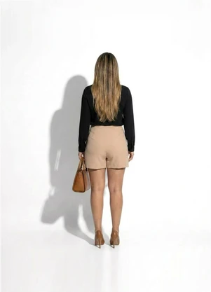 Marialícia - Short Saia Feminino Moletom Ponto Roma Marrom - MARIALÍCIA