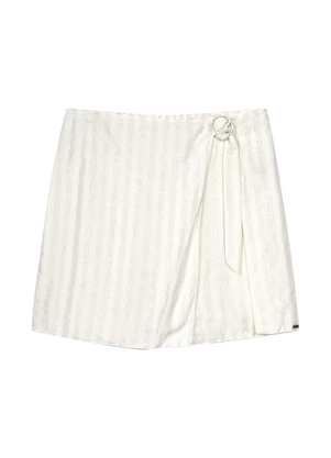 Marialícia - Short Saia Feminino Transpasse Lurex Bege - MARIALÍCIA