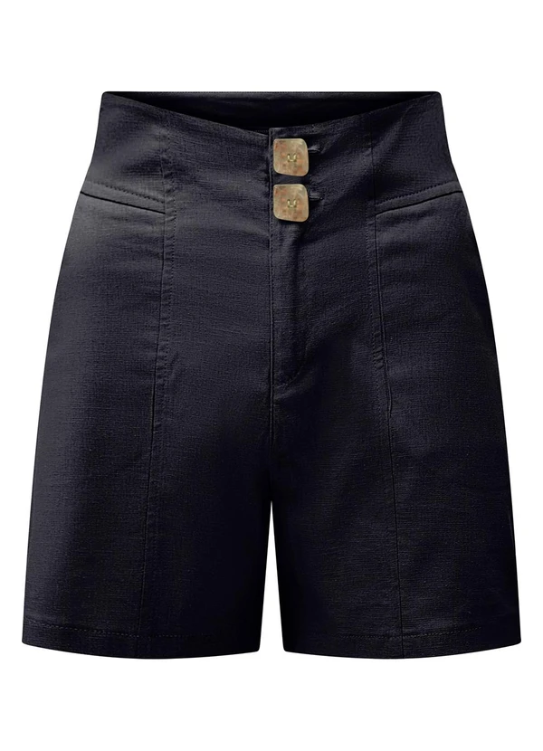 Lunender - Shorts com Bolsos e Abotoamento Duplo Preto 5