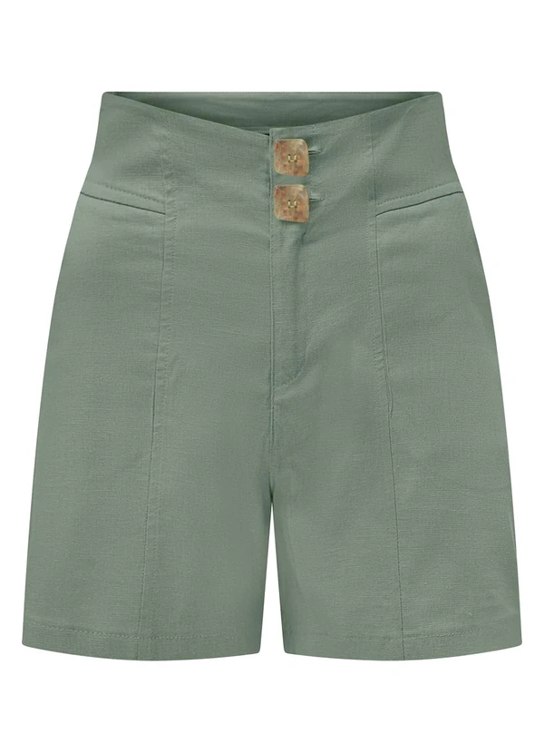 Lunender - Shorts com Bolsos e Abotoamento Duplo Verde 6