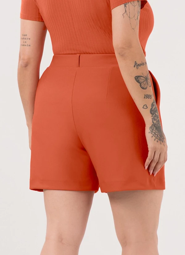 Lunender Mais Mulher - Shorts com Bolsos Laterais Diagonal Laranja 2