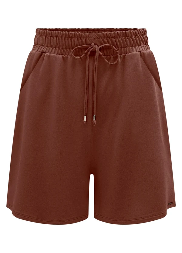 Lunender - Shorts com Cós Elástico e Bolsos em Malha Marrom 5