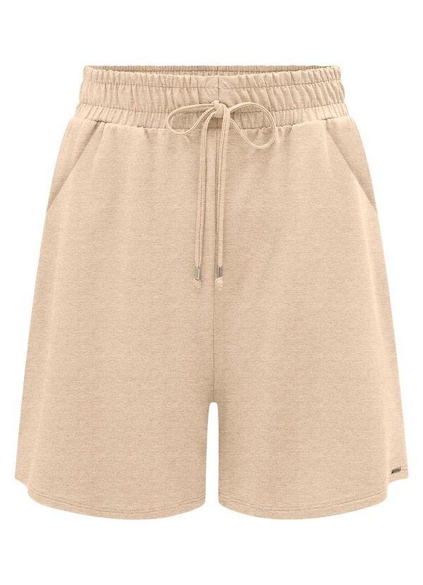 Lunender - Shorts com Cós Elástico e Bolsos em Malha Mescla