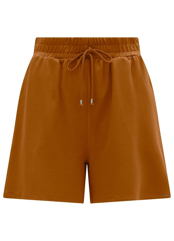 Lunender - Shorts com Cós Elástico e Bolsos Laranja