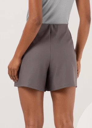 Lunender - Shorts com Elástico e Botões no Cós Cinza - LUNENDER
