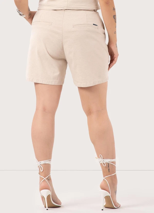 Lunender Mais Mulher - Shorts de com Linho Plus Size Chapa Barriga Bege 2