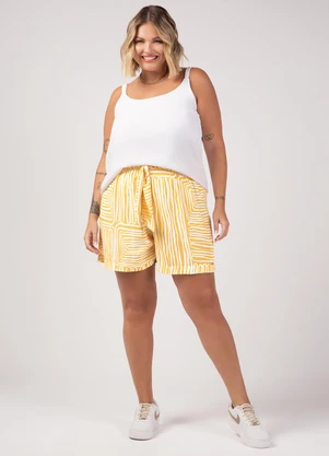 Marialícia - Shorts Feminino Adulto Amarelo - MARIALÍCIA