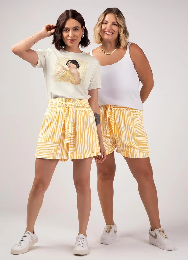 Marialícia - Shorts Feminino Adulto Amarelo