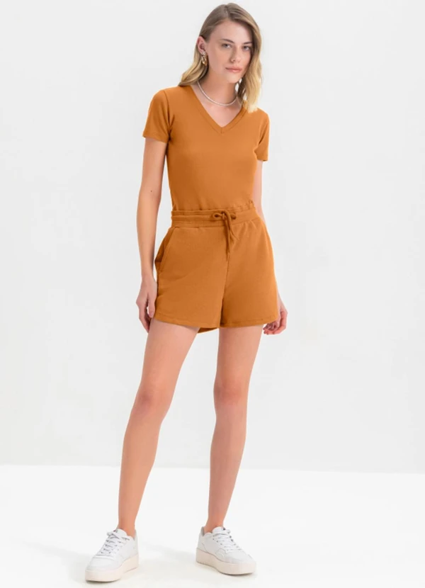 Essendi - Shorts Feminino em Moletom  Marrom 2
