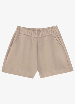 Veev - Shorts Feminino em Ribana Maxi com Bolso Bege - VEEV