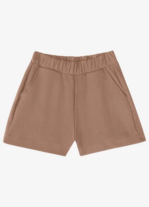 Veev - Shorts Feminino em Ribana Maxi com Bolso Bege - VEEV