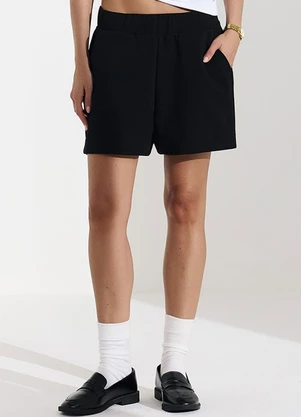 Veev - Shorts Feminino em Ribana Maxi com Bolso Preto - VEEV