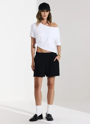 Veev - Shorts Feminino em Ribana Maxi com Bolso Preto - VEEV