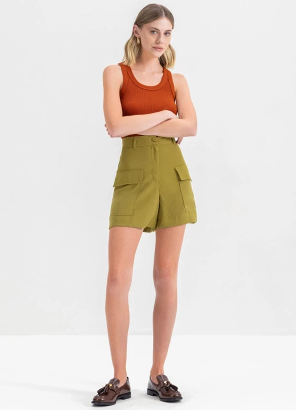 Essendi - Shorts Femininos Alfaiataria  Verde 3