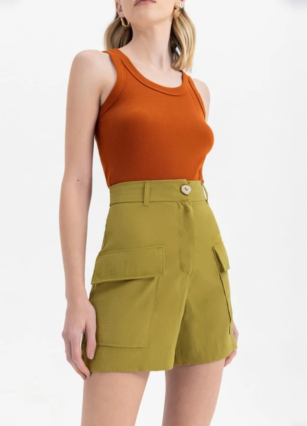 Essendi - Shorts Femininos Alfaiataria  Verde 5