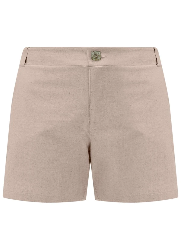 Lunender Mais Mulher - Shorts Plus Size com Bolsos e Elastano Bege