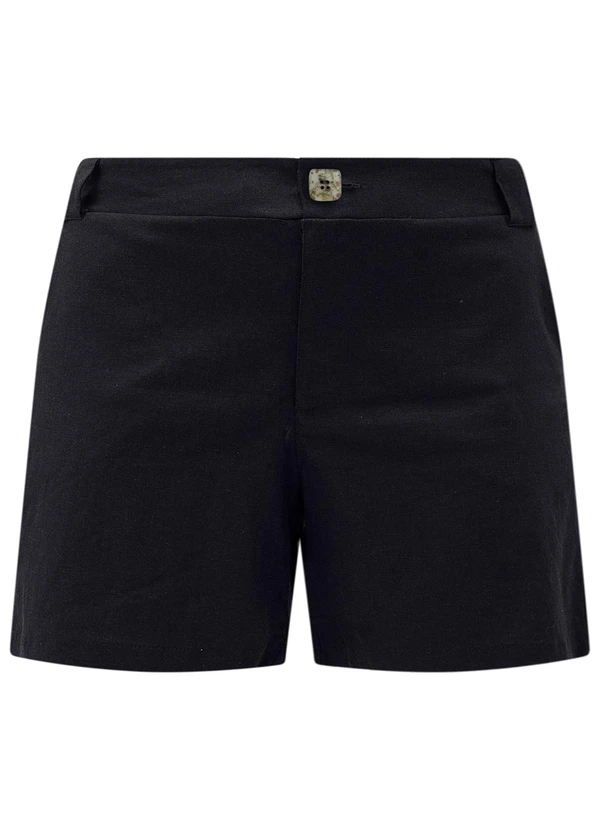 Lunender Mais Mulher - Shorts Plus Size com Bolsos e Elastano Preto
