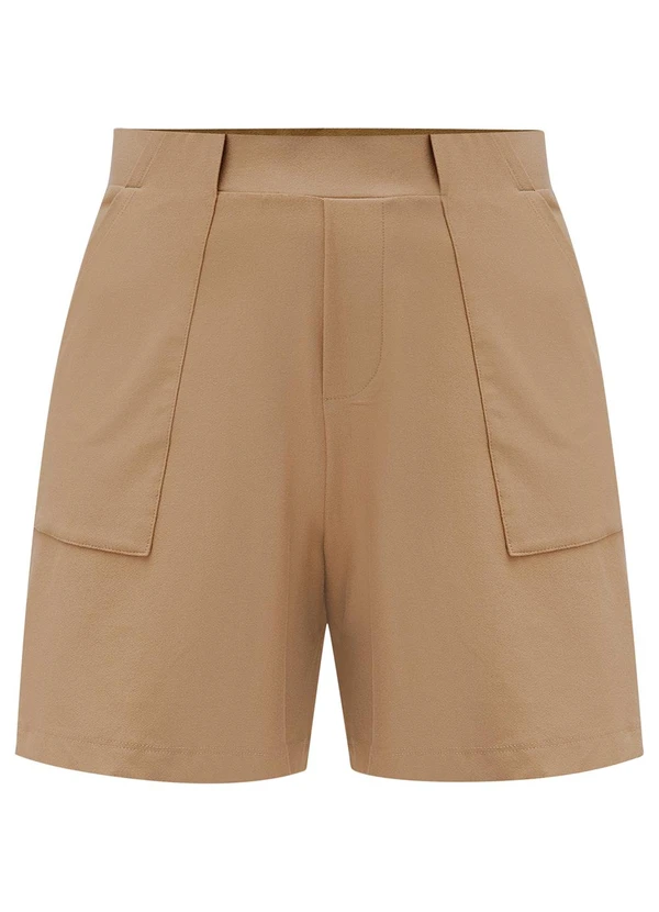 Lunender Mais Mulher - Shorts Plus Size com Bolsos Sobrepostos Bege 3