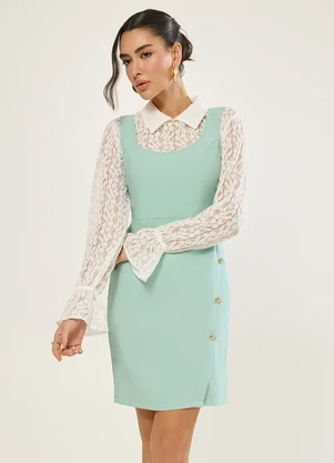 Naguchi - Vestido Alfaiataria com Botoes Verde Safari - NAGUCHI