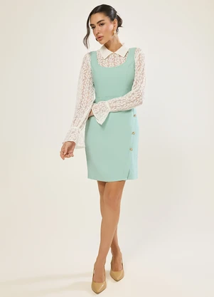 Naguchi - Vestido Alfaiataria com Botoes Verde Safari - NAGUCHI